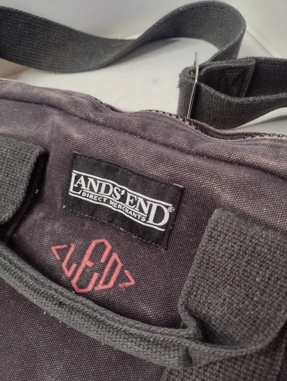Vtg Lands' End Canvas Messenger Bag Briefcase USA Made Crossbody B16